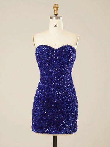 Purchase Short Sweetheart Velvet Sequin Prom Dress