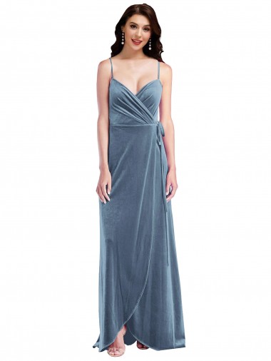 Purchase Velvet Wrap Maxi Bridesmaid Dress / Prom Dress with Pockets