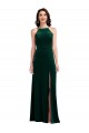 Velvet Halter Maxi Bridesmaid Dress / Prom Dress with Pockets & Front Slit