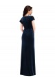 Flutter Sleeve Wrap Bodice Formal Velvet Maxi Bridesmaid Dress / Prom Dress with Pockets