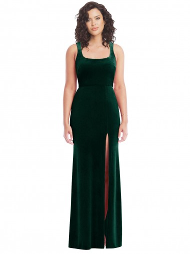 Purchase Square Neck Long Velvet Maxi Bridesmaid Dress / Prom Dress